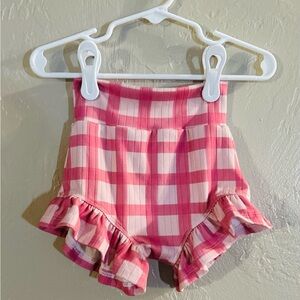 Pink and White Checkered Ruffle Shorts